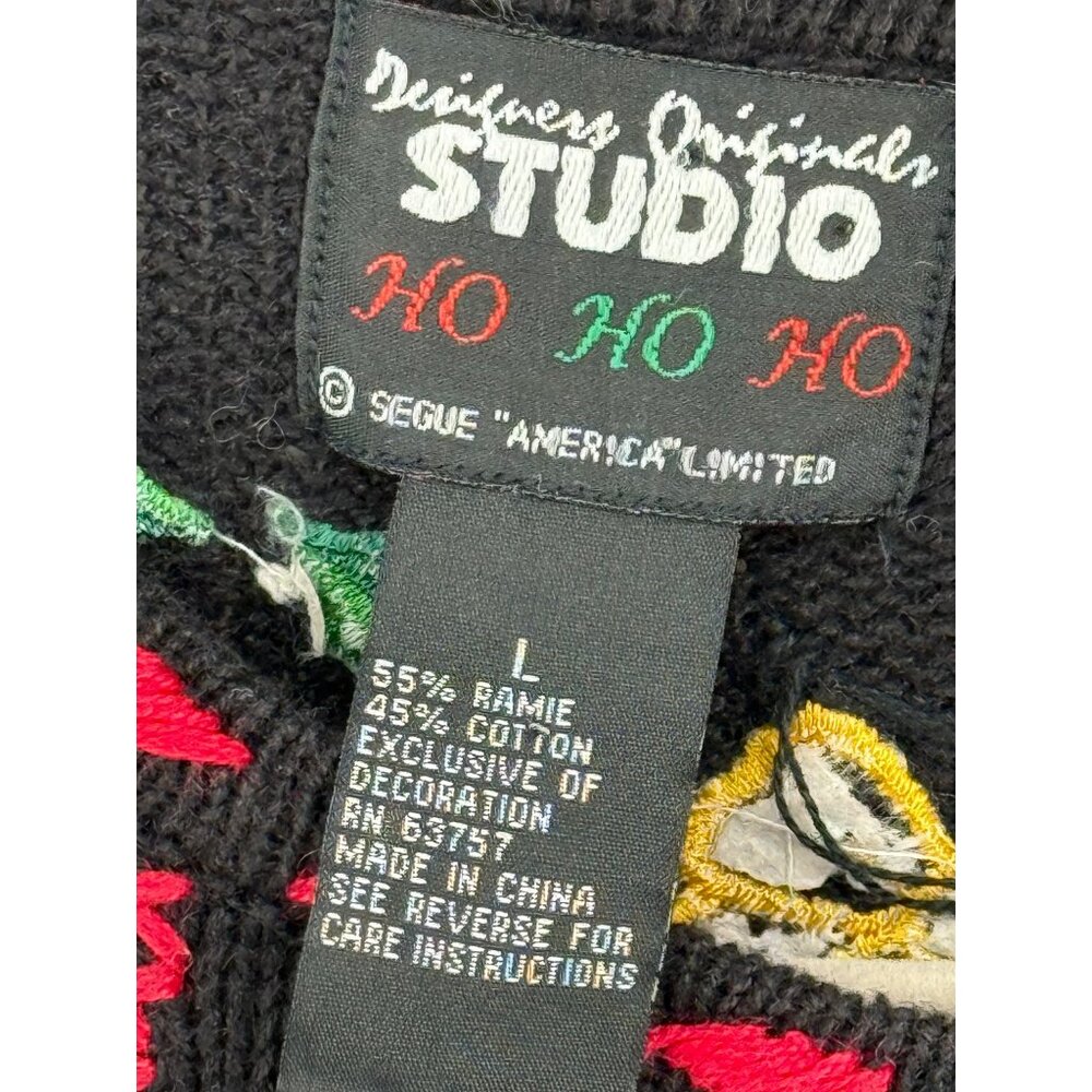 Vintage Designers Originals Studio Ho Ho Ho Large Christmas Cardigan Sweater - Picture 4 of 5
